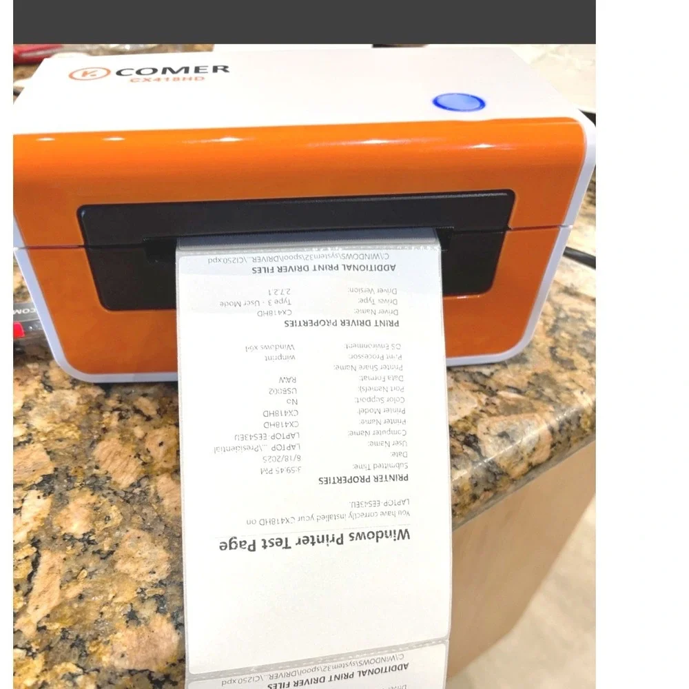 Comer CX418HD Logistics Thermal Label Printer Orange White High Def New